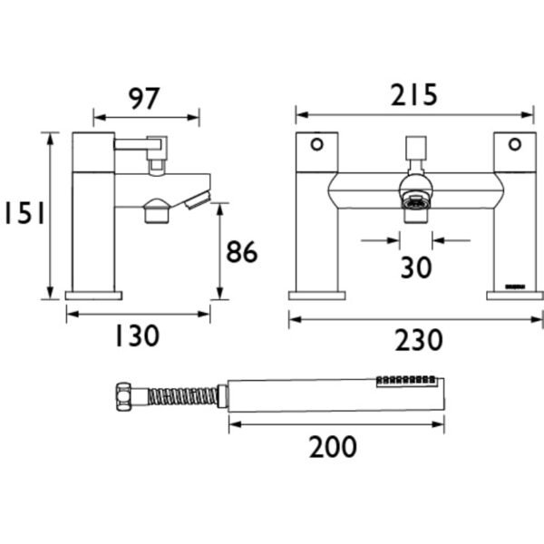 Bristan Blitz Bath Shower Mixer Tap - Chrome - Image 2