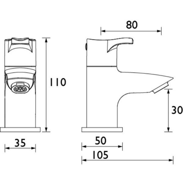 Bristan Capri Basin Pillar Taps - Chrome - Image 2