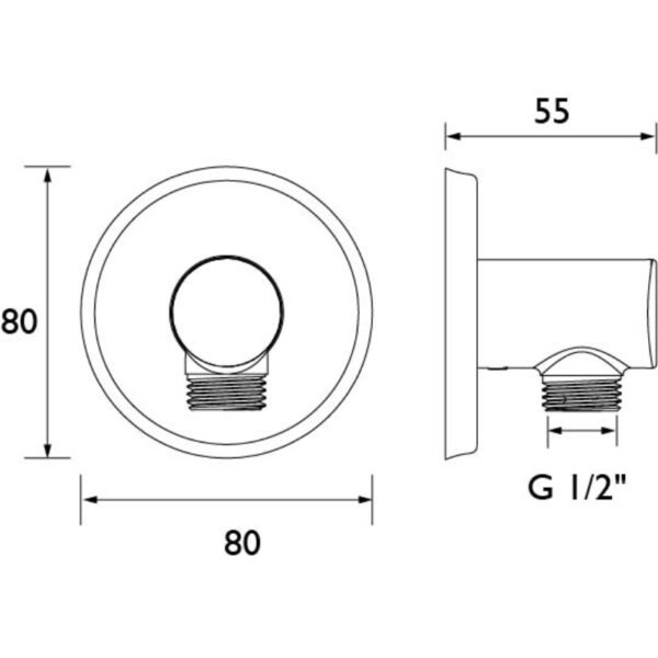 Bristan Contemporary Round Shower Wall Outlet Elbow - Chrome - Image 2