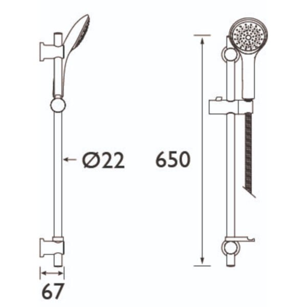 Bristan Casino Shower Kit With Single Function Large Handset - Chrome - Image 2