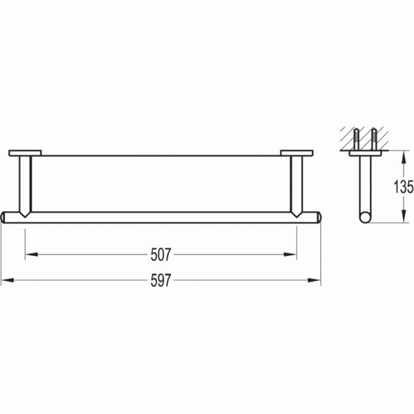 Flova Coco Glass Shelf - 593mm Wide - Diamond Chrome - Image 2