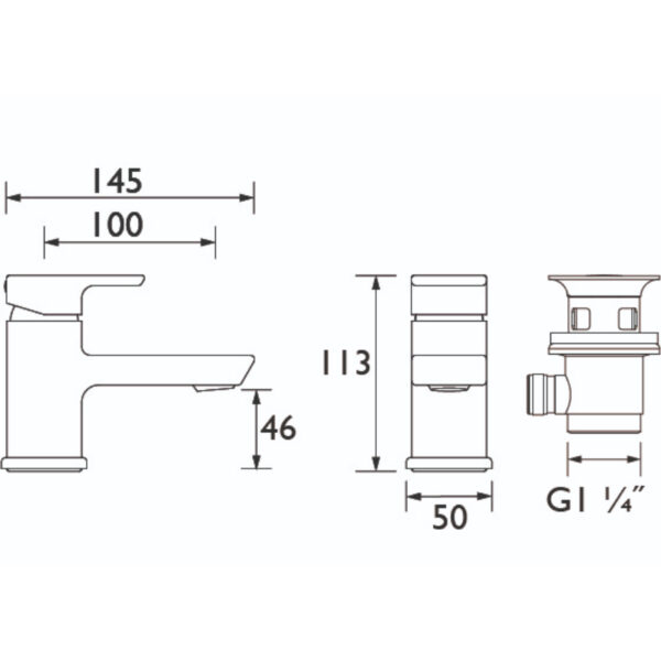 Bristan Cobalt Basin Mixer Tap With Clicker Waste - Image 2