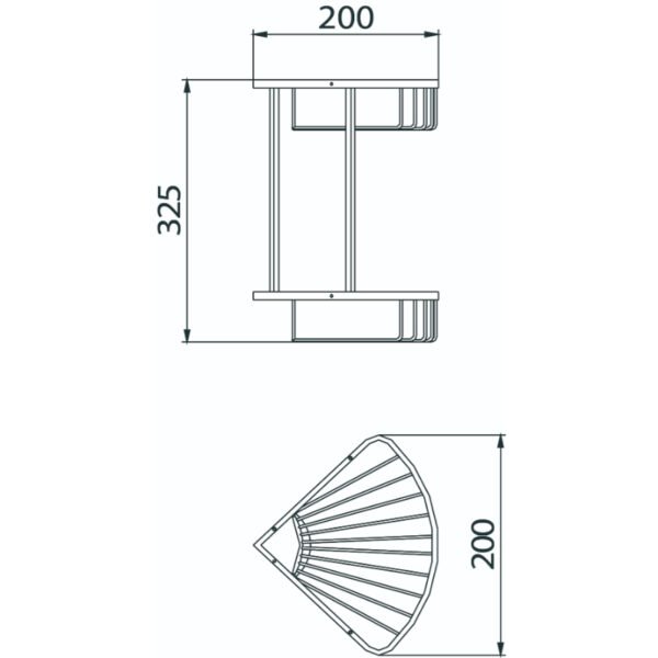 Bristan Two Tier Corner Fixed Wire Shower Basket - Chrome - Image 2