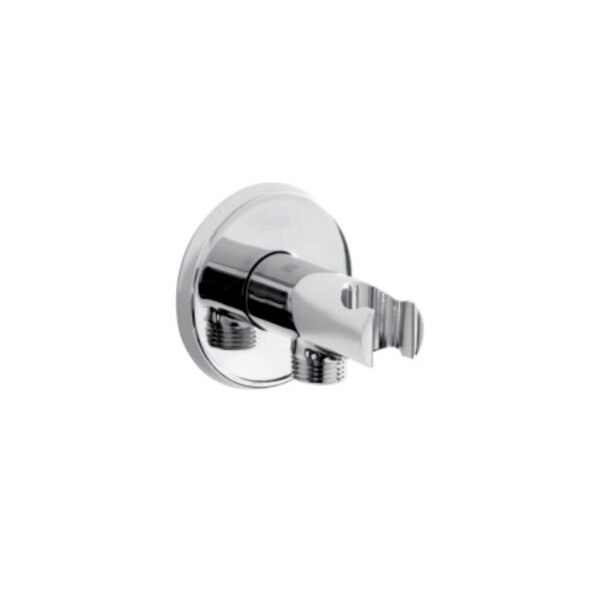 Bristan Round Wall Outlet Elbow With Handset Holder Bracket - Chrome