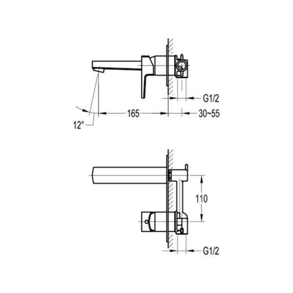 Flova Dekka 2-Hole Concealed Basin Mixer Tap Finishing Set - Diamond Chrome - Image 2