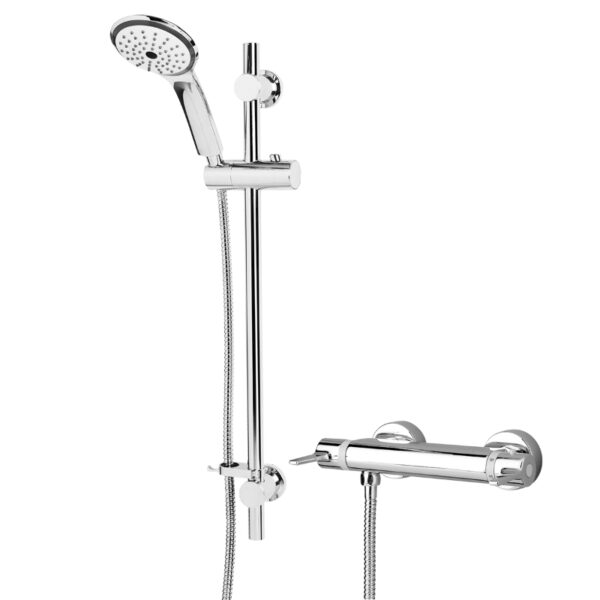 Bristan Design Utility Lever Bar Mixer With Adjustable Riser Kit And Fast Fit Wall Fixings - Chrome