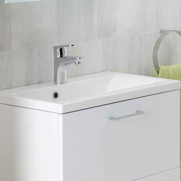 Eastbrook Oslo 3 Drawer Floorstanding Vanity Unit With Basin - 1 TH - High Gloss White - Image 5