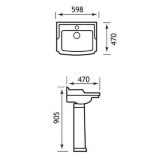 Eastbrook Belgravia Wall Hung Basin - 600mm Wide - White - Image 2