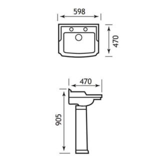 Eastbrook Belgravia Wall Hung Basin - 600mm Wide - White - Image 3