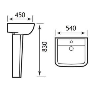 Eastbrook Andelle Wall Hung Basin - 540mm Wide - 1 TH - White - Image 2