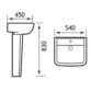 Eastbrook Andelle Wall Hung Basin - 540mm Wide - 1 TH - White - Image 2