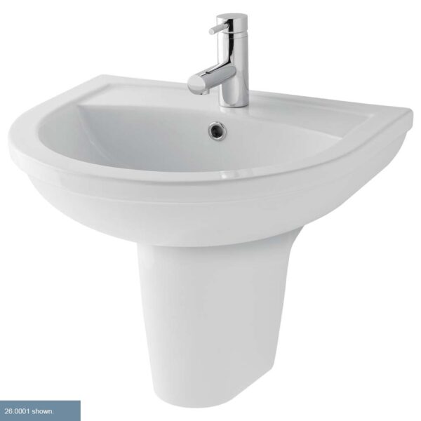 Eastbrook Dura Basin With Semi Pedestal - 500mm Wide - 1 TH - White