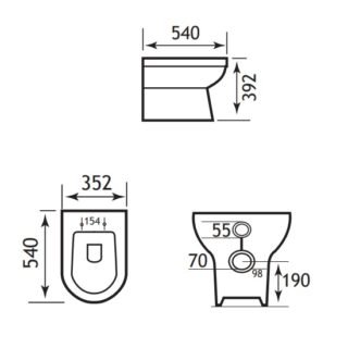 Eastbrook Dura Back To Wall Toilet With Soft Close Seat - White - Image 2