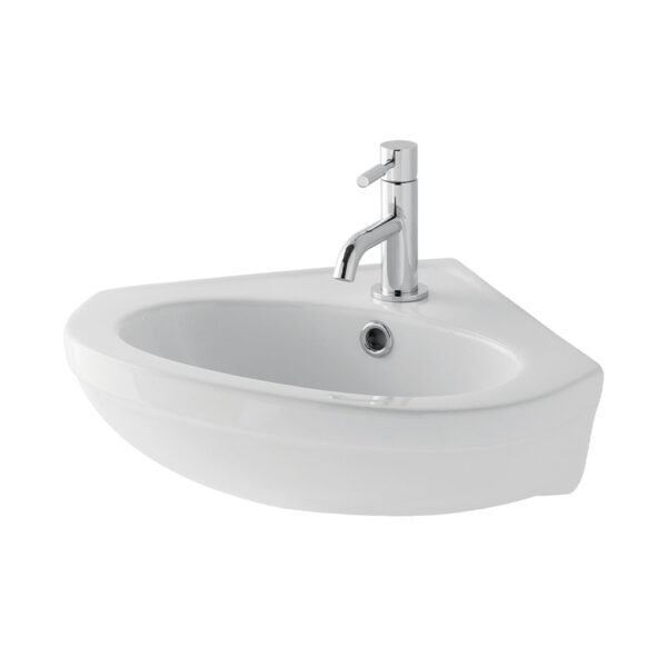 Eastbrook Dura Corner Wall Hung Basin - 465mm Wide - 1 TH - White