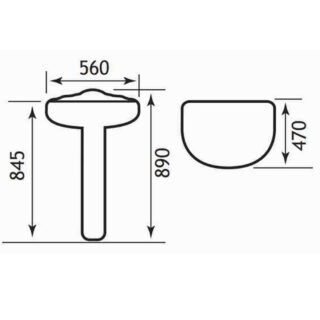 Eastbrook Tamarind Wall Hung Basin - 560mm Wide - White - Image 2