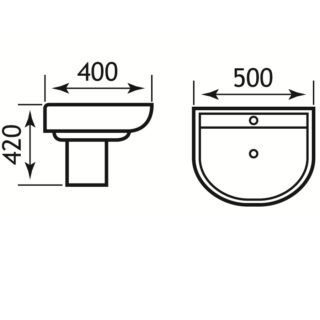 Eastbrook Crowthorne Basin With Full Pedestal - 500mm Wide - 1 TH - White - Image 2