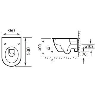 Eastbrook Dura Wall Hung Toilet With Soft Close Seat - White - Image 2