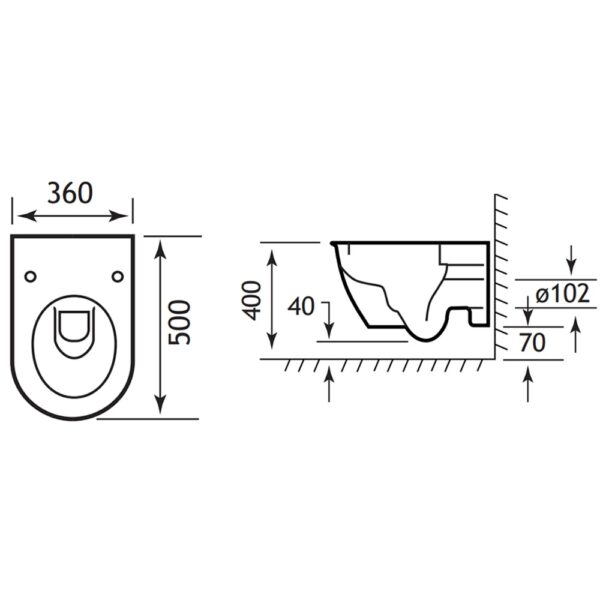 Eastbrook Dura Wall Hung Toilet With Soft Close Seat - White - Image 2