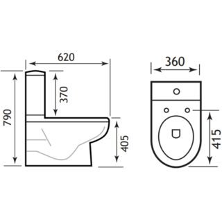 Eastbrook Dura Back to Wall Close Coupled Toilet With Cistern And Soft Close Seat - White - Image 2