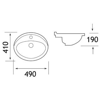Eastbrook Under Countertop Basin - 490mm Wide - White - Image 2