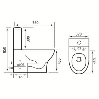 Eastbrook Northall High Level Back To Wall Close Coupled Toilet With Cistern And Soft Close Seat - White - Image 2