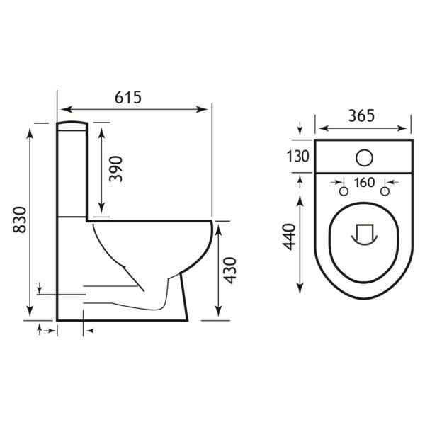 Eastbrook Farringdon Back To Wall Close Coupled Toilet With Cistern And Soft Close Seat - White - Image 2