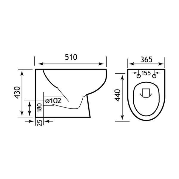 Eastbrook Farringdon Back To Wall Toilet With Soft Close Seat - White - Image 2