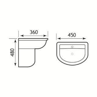 Eastbrook Farringdon/Northall Basin With Semi Pedestal - 450mm Wide - 1 TH - White - Image 2
