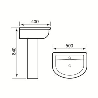Eastbrook Farringdon/Northall Basin With Full Pedestal - 500mm Wide - 1 TH - White - Image 2