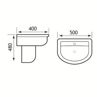 Eastbrook Farringdon/Northall Basin With Semi Pedestal - 500mm Wide - 1 TH - White - Image 2