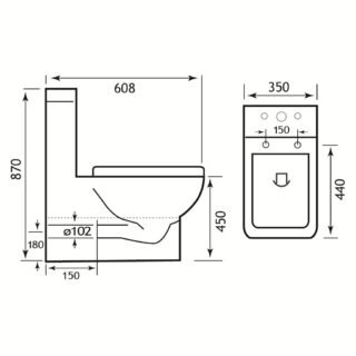 Eastbrook Collindale Rimless Comfort Height BTW Close Coupled Toilet With Cistern And Soft Close Seat - White - Image 2