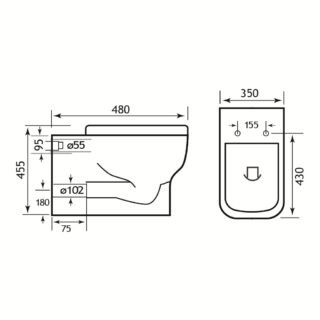 Eastbrook Collindale Rimless Comfort Height Back To Wall Toilet With Soft Close Seat - White - Image 2