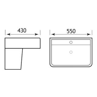 Eastbrook Bijou/Collindale Wall Hung Basin - 550mm Wide - 1 TH - White - Image 2