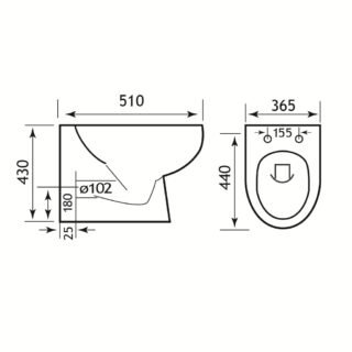 Eastbrook Farringdon Rimless Back To Wall Toilet With Soft Close Seat - White - Image 2