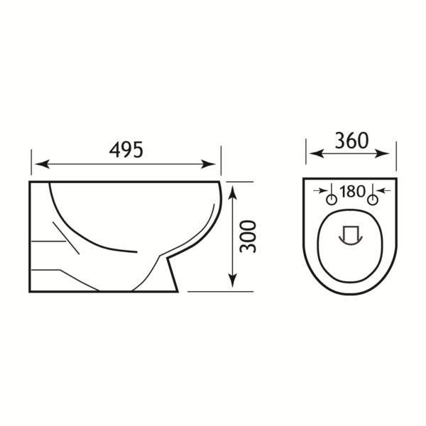 Eastbrook Farringdon Rimless Wall Hung Toilet With Soft Close Seat - White - Image 2