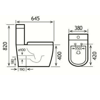 Eastbrook Metro Back To Wall Close Coupled Toilet With Cistern And Soft Close Seat - White - Image 2
