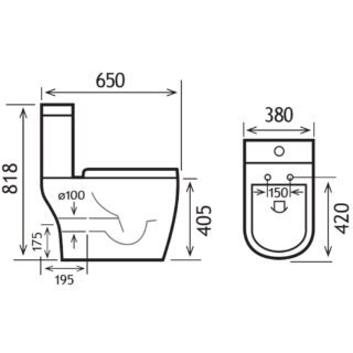 Eastbrook Metro Close Coupled Toilet With Cistern And Soft Close Seat - White - Image 2