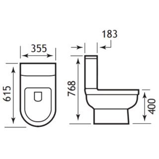 Eastbrook Dura Rimless Close Coupled Toilet With Cistern And Soft Close Seat - White - Image 2