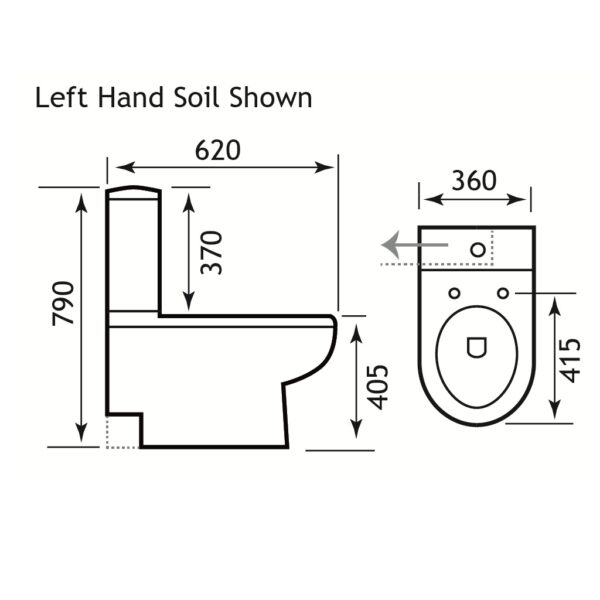 Eastbrook Dura Eco Vortex Back To Wall Close Coupled Toilet With Cistern And Soft Close Seat - Image 2