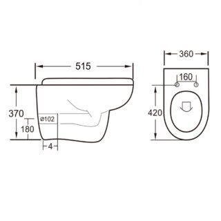 Eastbrook Dura Eco Vortex Wall Hung Toilet With Standard Seat - White - Image 2