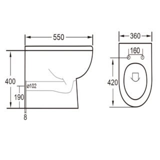Eastbrook Dura Eco Vortex Back To Wall Toilet With Soft Close Seat - White - Image 3