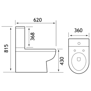 Eastbrook Dura Eco Vortex Comfort Height Back To Wall Close Coupled Toilet With Cistern And Seat - White - Image 2
