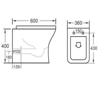 Eastbrook Beddington Eco Vortex Back To Wall Toilet With Soft Close Seat - White - Image 2