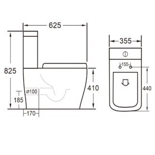 Eastbrook Sudbury Back To Wall Eco Vortex Close Coupled Toilet With Cistern And Soft Close Seat - White - Image 2