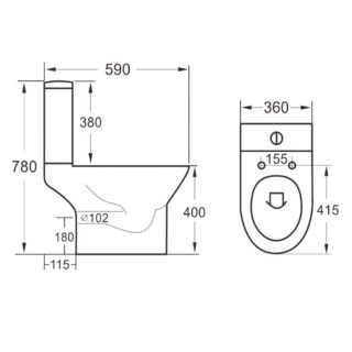 Eastbrook Croxley Close Coupled Toilet With Cistern And Soft Close Seat - White - Image 2