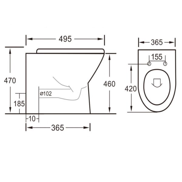 Eastbrook Croxley Eco Vortex Comfort Height Back To Wall Toilet With Soft Close Seat - White - Image 2