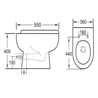 Eastbrook Osterley Eco Vortex Back To Wall Toilet With Soft Close Seat - White - Image 2