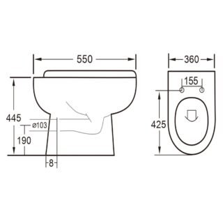 Eastbrook Osterley Eco Vortex Comfort Height Back To Wall Toilet With Soft Close Seat - White - Image 2