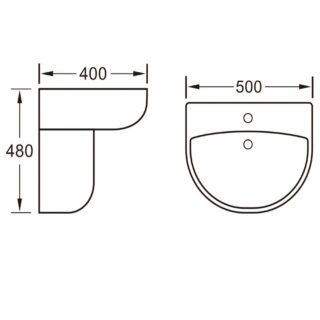 Eastbrook Osterley Basin With Semi Pedestal - 500mm Wide - 1 TH - White - Image 2