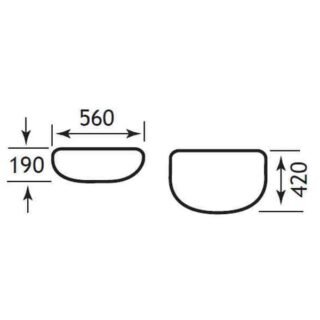 Eastbrook Kompact Wall Hung Basin - 560mm Wide - 1 TH - White - Image 2